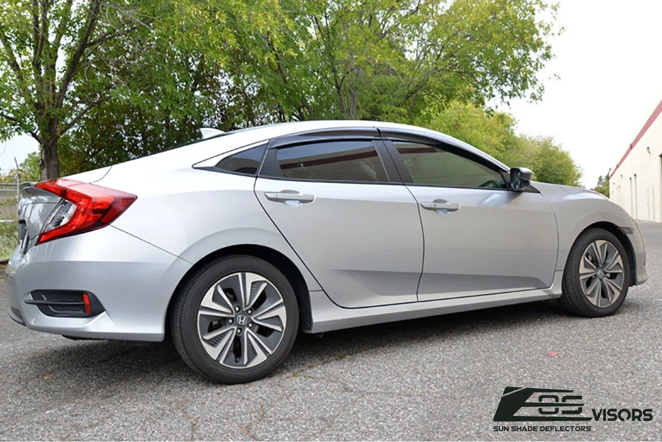 2016-21 Honda Civic Sedan Tape-On Window Visors Wind Deflectors Rain Guards