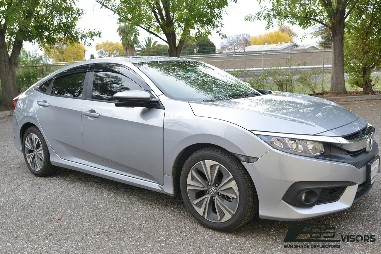 2016-21 Honda Civic Sedan Tape-On Window Visors Wind Deflectors Rain Guards