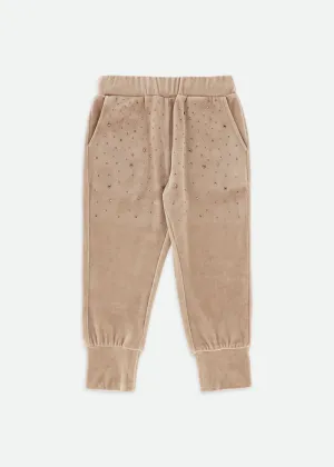 Bijou Crystal Velour Jogger Sand