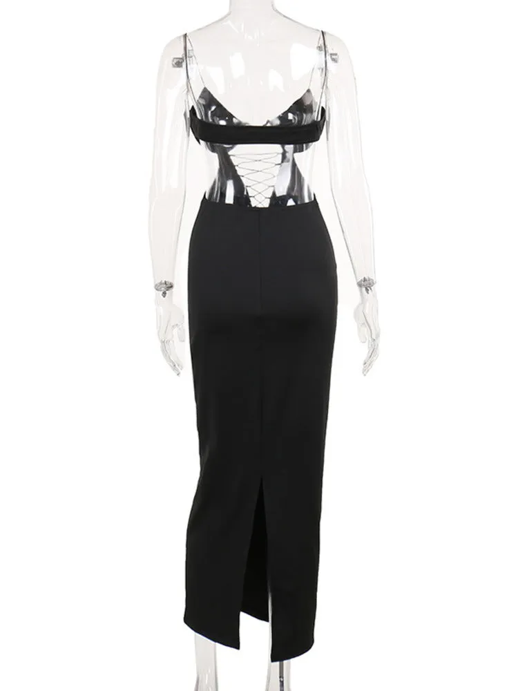 Gloria Hollow Out Backless Sexy Maxi Dress