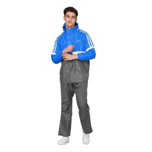 Men's Raincoat with Hood & Reflector Logo | Set of Top and Bottom | XL | Marcus Royal Blue