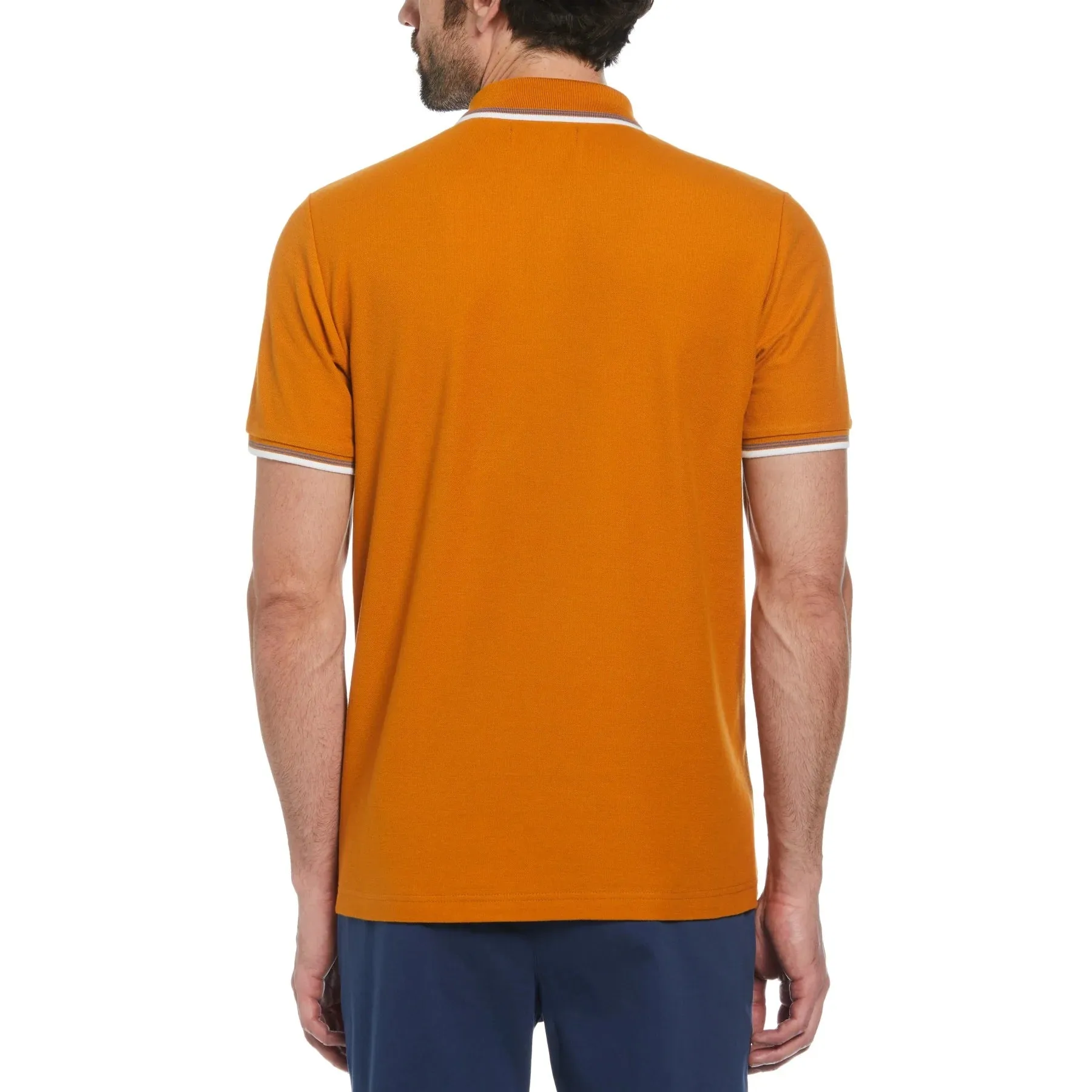 Original Penguin Organic Cotton Tipped Collar Polo Shirt - Sudan Brown