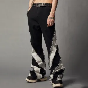 Patchwork Black Flare Pants Jeans