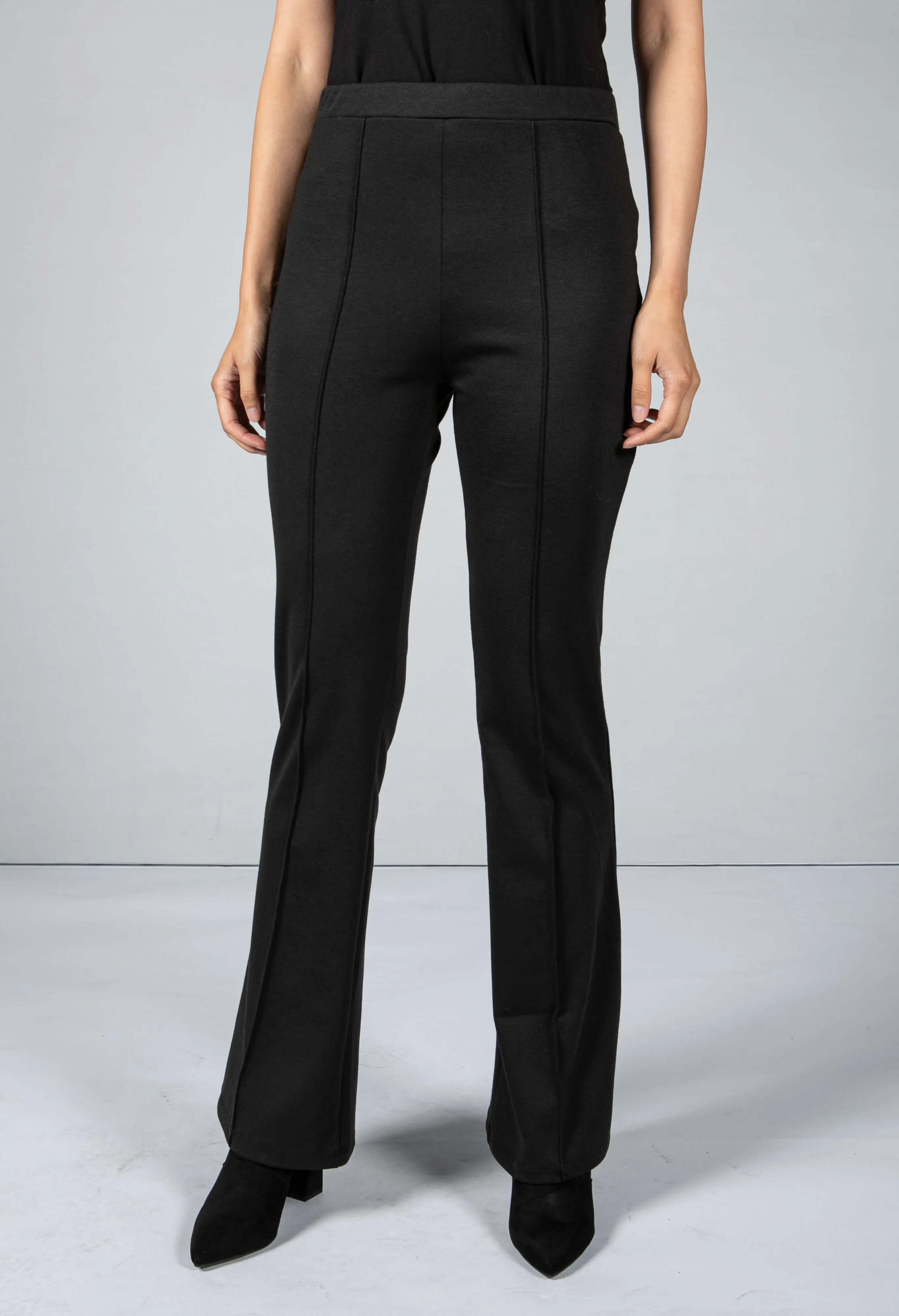 Soft Flared Trouser in Black