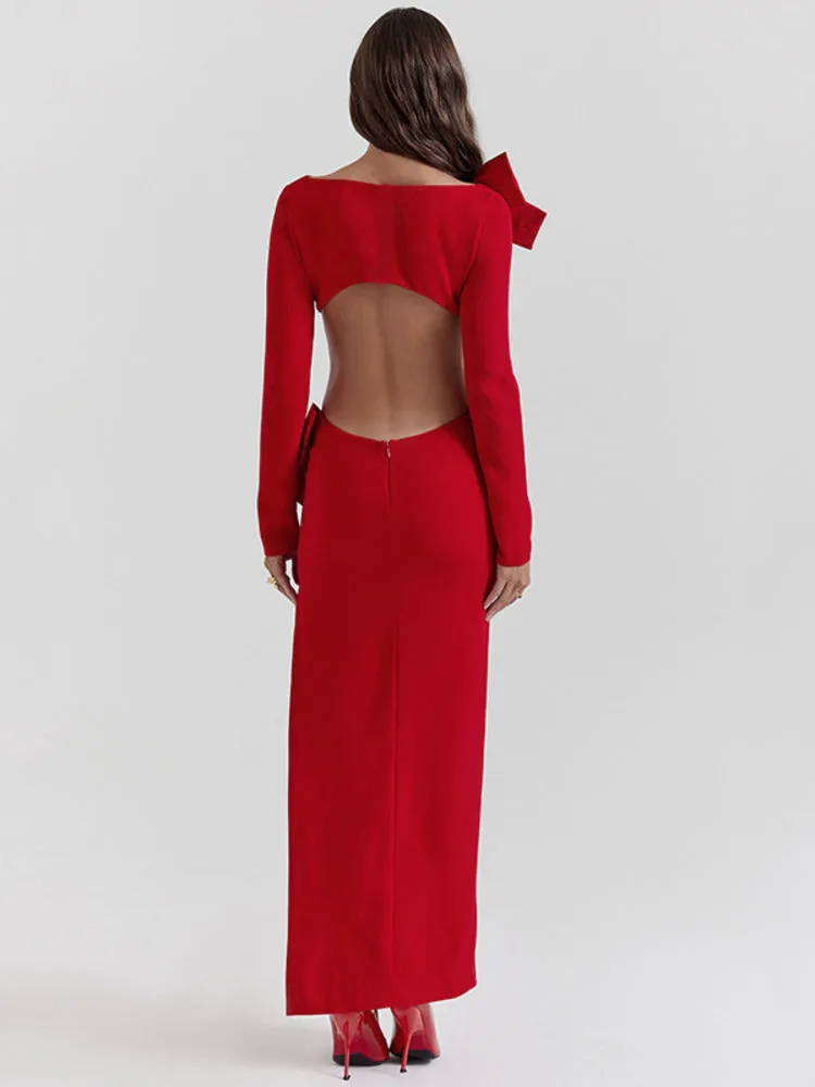 Sophie Bow Backless Sexy Maxi Dress