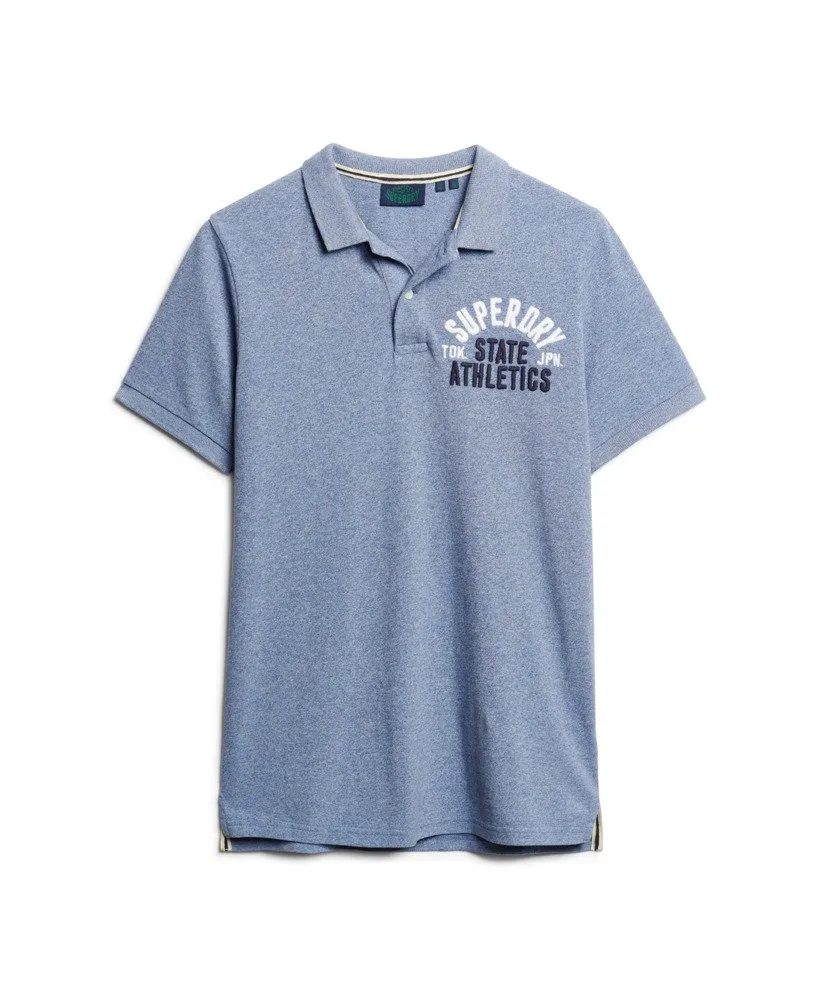 Superdry Applique Classic Fit Polo - Bay Blue Marl