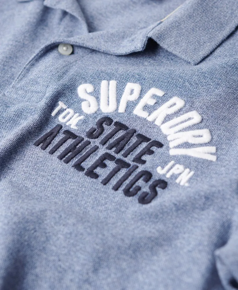 Superdry Applique Classic Fit Polo - Bay Blue Marl