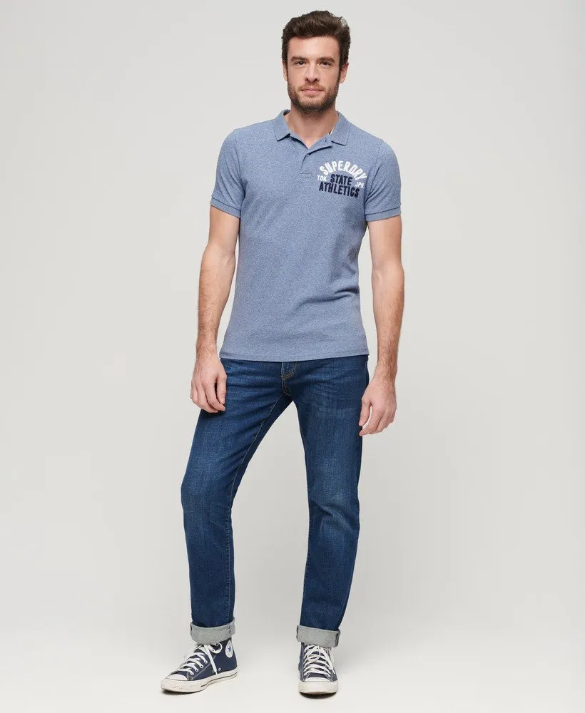 Superdry Applique Classic Fit Polo - Bay Blue Marl