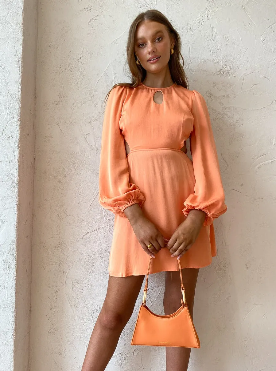 The Wolf Gang Levisa Key Hole Mini Dress in Peach