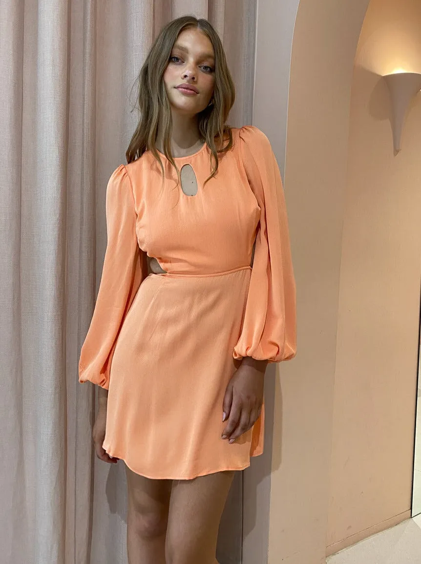 The Wolf Gang Levisa Key Hole Mini Dress in Peach