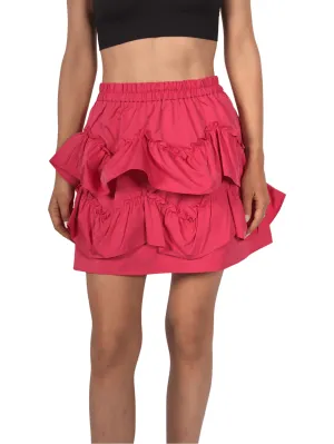 Topshop Women's Taffeta Ruffle Mini Skirt - Pink