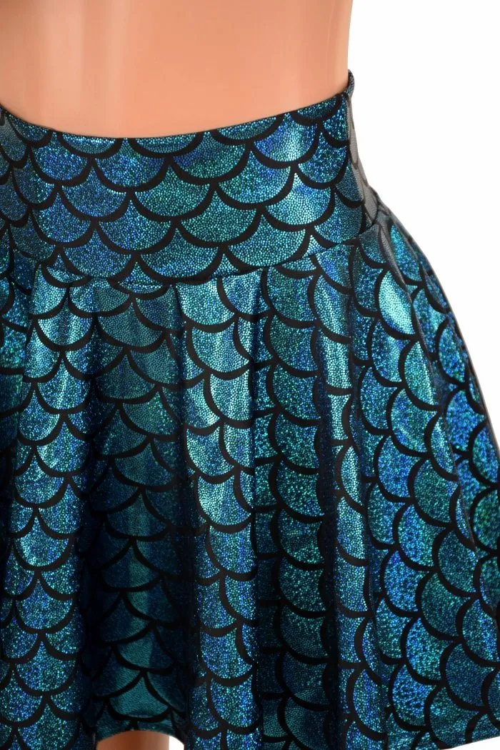Turquoise Mermaid Mini Rave Skirt