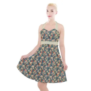 Vintage Seashells Halter Party Swing Dress