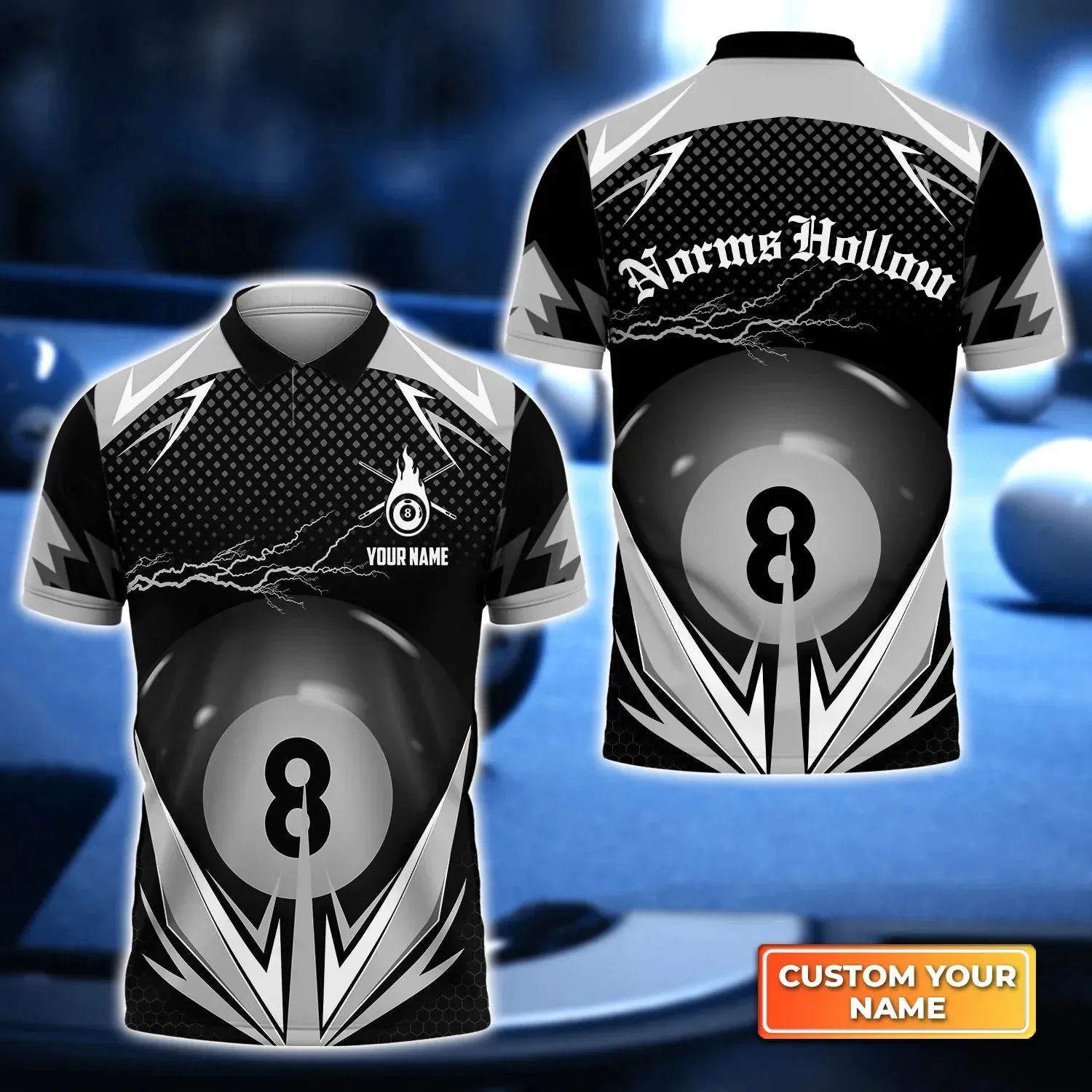 Wolf Team Pool Eight Ball Billiard 3D Polo Shirt, Billiard shirt for men, Gift For Billiard Players