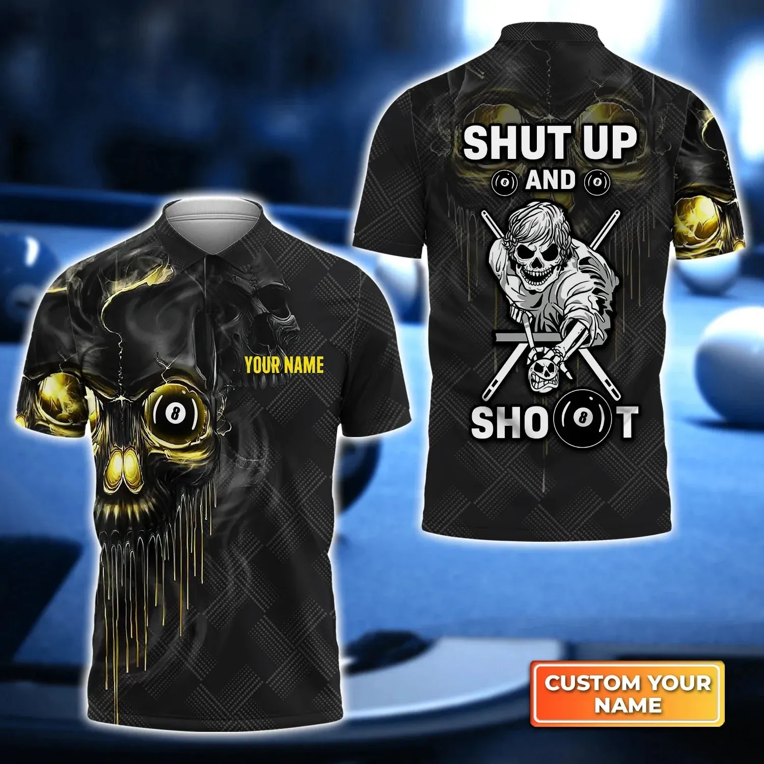 Wolf Team Pool Eight Ball Billiard 3D Polo Shirt, Billiard shirt for men, Gift For Billiard Players