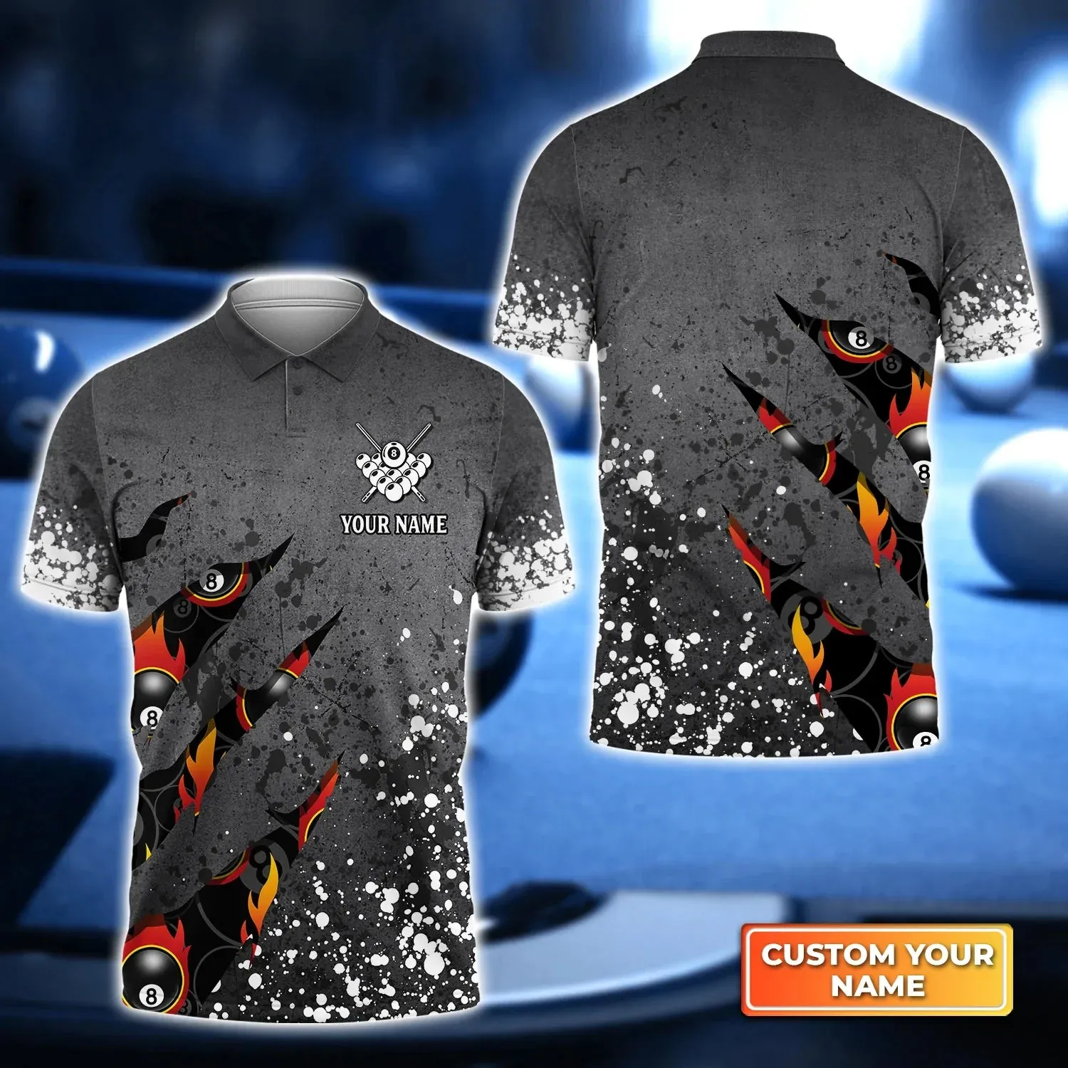 Wolf Team Pool Eight Ball Billiard 3D Polo Shirt, Billiard shirt for men, Gift For Billiard Players