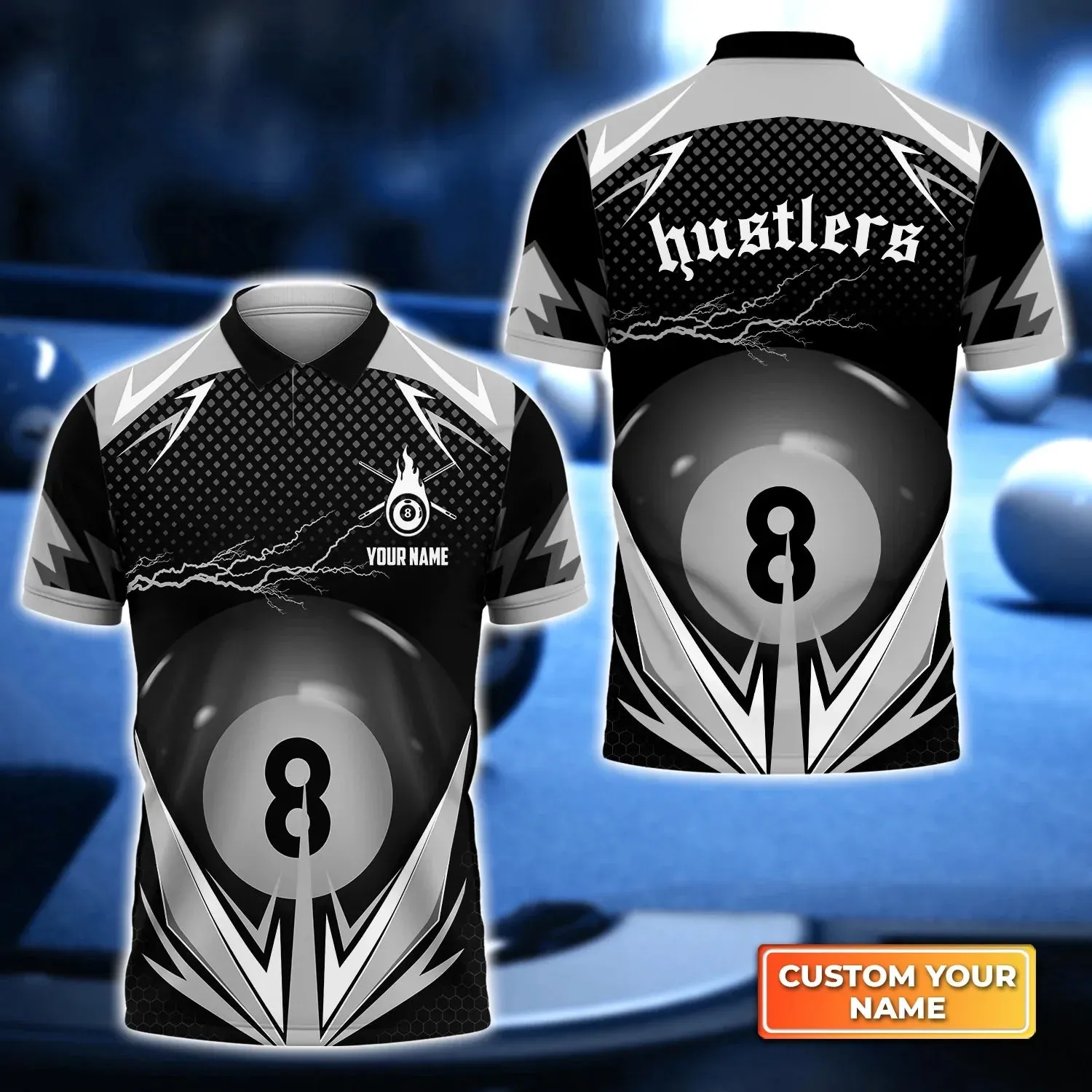 Wolf Team Pool Eight Ball Billiard 3D Polo Shirt, Billiard shirt for men, Gift For Billiard Players