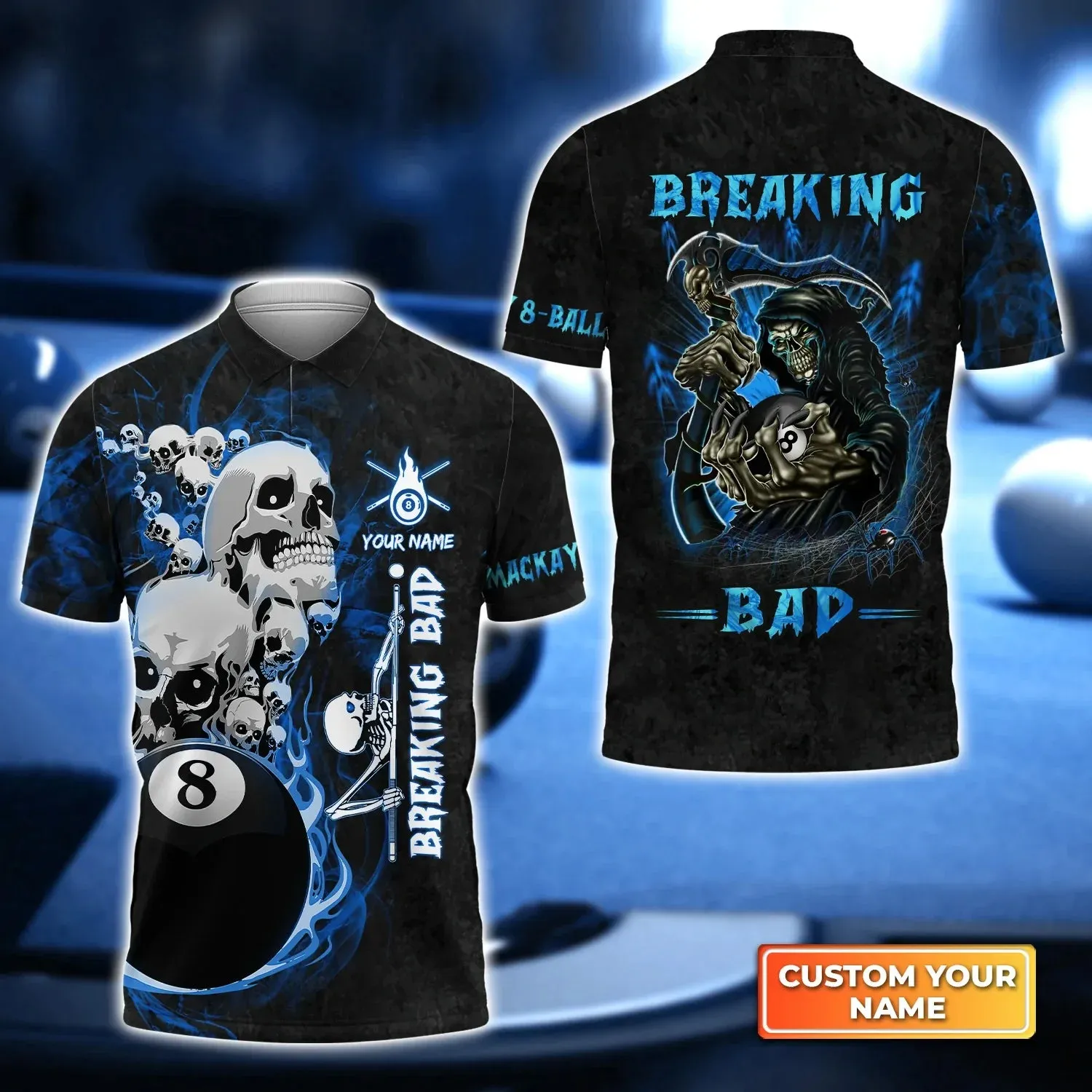Wolf Team Pool Eight Ball Billiard 3D Polo Shirt, Billiard shirt for men, Gift For Billiard Players
